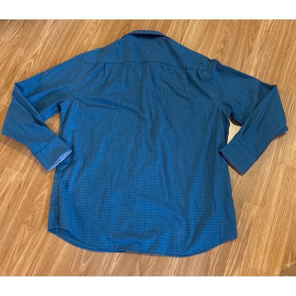 Nautica Shirt Mens XL Blue Plaid Flip Cuff Long Sleeve Button-Down Sz 17 - Picture 7 of 8